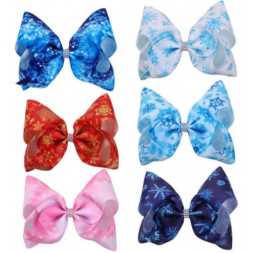 8inch snowflake boutique hair bow with alligator clip jojo big  large girl hair accessories winter hair accessories