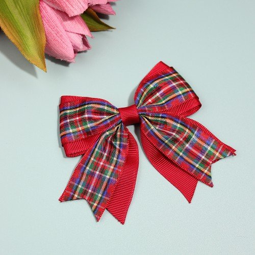 Christmas Plaid cheer  Hair Bow Clips for Girls， 
