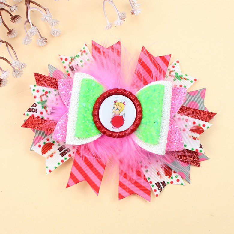 Winter Christmas Feather Hair Bow, Girls Christmas Glitter Hair Clips, Toddler Kids Santa Holiday Hair Accessories Winter Christmas Feather Hair Bow, Girls Christmas Glitter Hair Clips, Toddler Kids Santa Holiday Hair Accessories