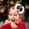 Winter Christmas Furry Hair Bows Clips Girls Christmas Glitter Velvet Furry Hair Clips Kids Happy New Year Hair Bow Accessories