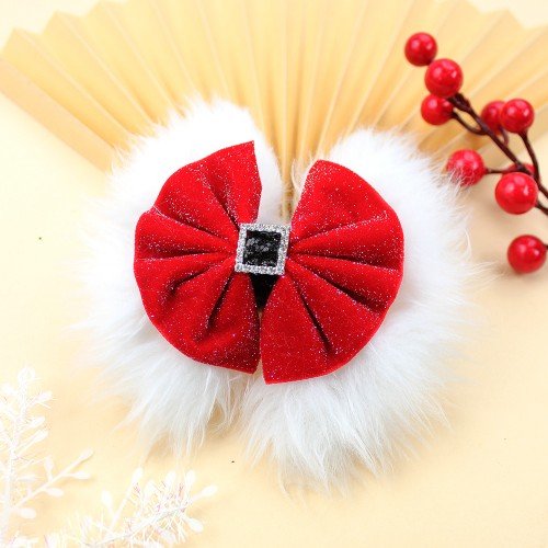 Winter Christmas Furry Hair Bows Clips Girls Christmas Glitter Velvet Furry Hair Clips Kids Happy New Year Hair Bow Accessories Winter Christmas Furry Hair Bows Clips Girls Christmas Glitter Velvet Furry Hair Clips Kids Happy New Year Hair Bow Accessories