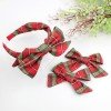 Winter Christmas Handmade Tartan Plaid Hair Bow and Headband Set for Girls School Uniform Bows for Kids Hair Accessories