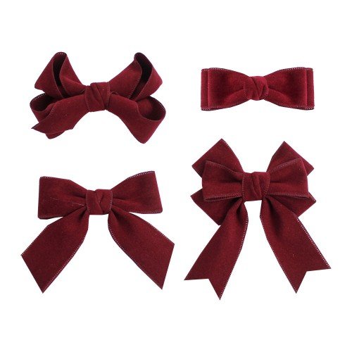 Suede Bow Hair Clips Set for Girls Assorted Size Suede Kids Pigtail Bow Clips Faux Suede Hair Bow Accessories