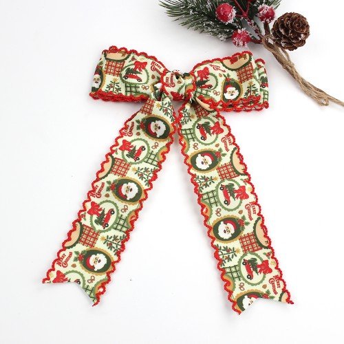 Christmas Moonstitch Long Streamer Bow Scalloped Edge Santa Gingerbread Ribbon Bow Winter Snowflake Hair Accessories Christmas Moonstitch Long Streamer Bow Scalloped Edge Santa Gingerbread Ribbon Bow Winter Snowflake Hair Accessories
