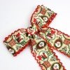Christmas Moonstitch Long Streamer Bow Scalloped Edge Santa Gingerbread Ribbon Bow Winter Snowflake Hair Accessories