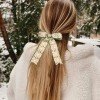 Christmas Moonstitch Long Streamer Bow Scalloped Edge Santa Gingerbread Ribbon Bow Winter Snowflake Hair Accessories