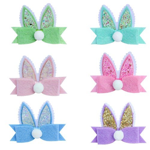  Easter Bunny Hair Bow Rabbit Hair Clip glitter girl hair accessories