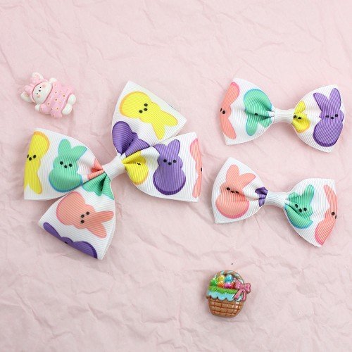 3pcs/set Easter Day Cute Peep Hair Bows Clips for Girls Spring Colorful Egg Hair Clip Kids Bunny Hair Bow Accessories