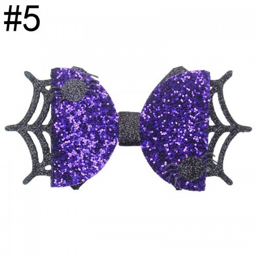 5'' Glitter spiderweb bows halloween spider girl hair clip kids festival holiday accessories  
