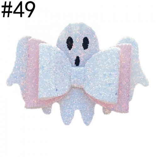 5'' GlitterHalloween Girls Ghost Hair Bow for Baby 