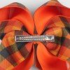 4.5'' Fall Bows Clip Girls Thanksgiving Turkey Hair Bows Clip Headband with Rhinestone Plaid Check Bows for Autumn