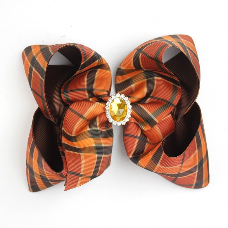 4.5'' Fall Bows Clip Girls Thanksgiving Turkey Hair Bows Clip Headband with Rhinestone Plaid Check Bows for Autumn 4.5'' Fall Bows Clip Girls Thanksgiving Turkey Hair Bows Clip Headband with Rhinestone Plaid Check Bows for Autumn