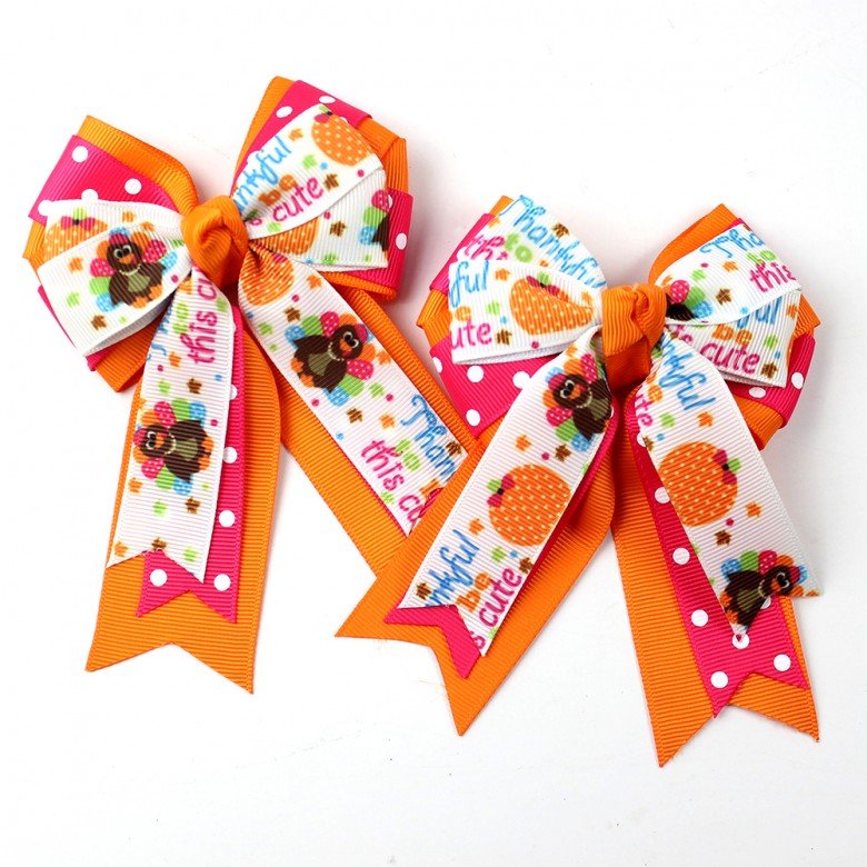 3-Layer Halloween Equestrian Show Bow with Streamers 3-Layer Halloween Equestrian Show Bow with Streamers
