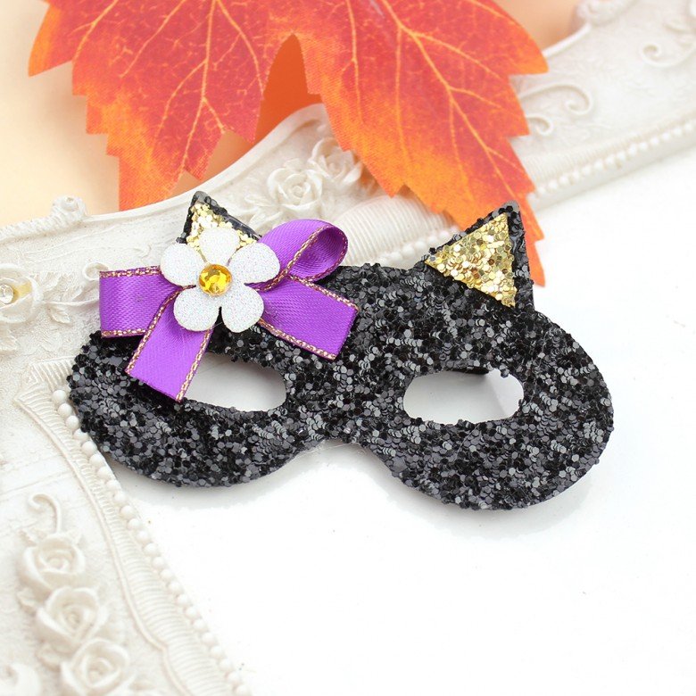 Halloween Black cat Eye Mask Hair Bows Eye Halloween Black cat Eye Mask Hair Bows Eye