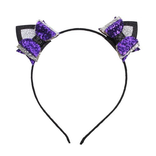 Halloween cat Glitter Headbdan ,cat ear bow headband 