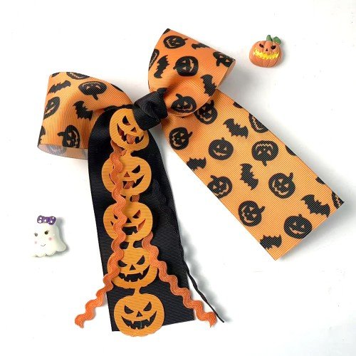 Halloween Cheer Hair Bows for Girls Pumpkin Ghost Bat Spider Print Hair Bows Boo Hair Barrette Kids Hair Accessories