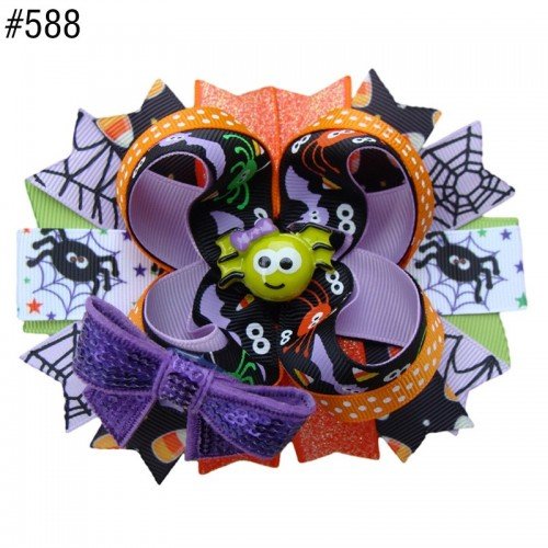 halloween Pumpkin Spider Pattern hair bows   551-600