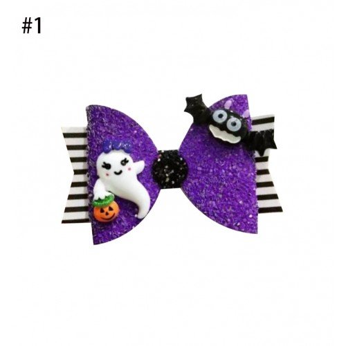 Girls Halloween Mini Two Layers Chunky Glitter Hair Bow Clips with Pumpkin Spider Ghost Resin 1-50 Girls Halloween Mini Two Layers Chunky Glitter Hair Bow Clips with Pumpkin Spider Ghost Resin 1-50