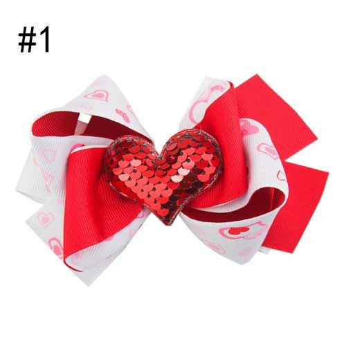 4.5'' Valentine Hair Bow Boutique Stacked Hair Bow Hair Clip accessories love hearts