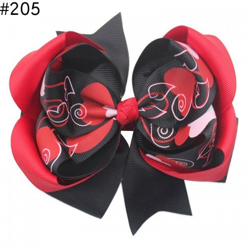  5inch valentine hair Bow clip  Triple Layer hairbow Baby love heart ribbon for girl clip