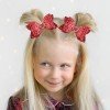 Valentine Day Glitter Hair Bows Clips Red Heart Glitter Leather Hair Clip Kids Hair Bow Accessories