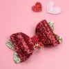 Valentine Day Glitter Hair Bows Clips Red Heart Glitter Leather Hair Clip Kids Hair Bow Accessories