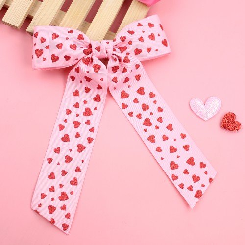 Valentine's Day Glitter Heart Hair Bows Clips Red Heart Tassel Hair Clip Kids Hair Bow Accessories