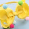 Sweet Kids Pom-Pom Headband ， Cute Colorful Fur Ball & Grosgrain Ribbon Bow Hair Accessories for Girls