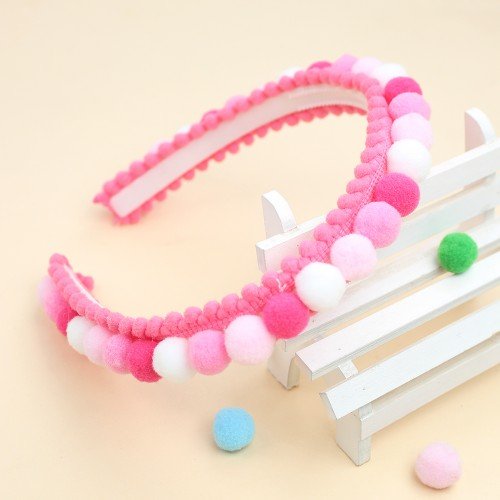 5.7''girls Colorful Pom Pom bows Cute rainbow Headband