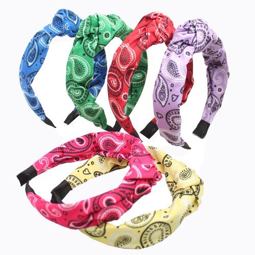 Spring Summer Paisley Knotted Headband Fashionable Retro Cross Knotted Hair Hoop for Girls Women Hair Accessories