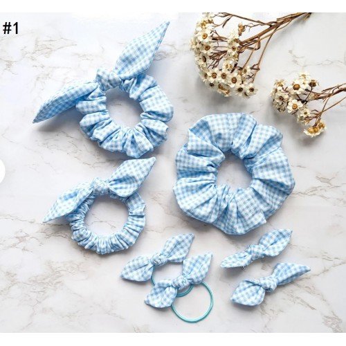 set Gingham School Hair Accessories,   Back To School Hair Bows Set hair scrunchies   