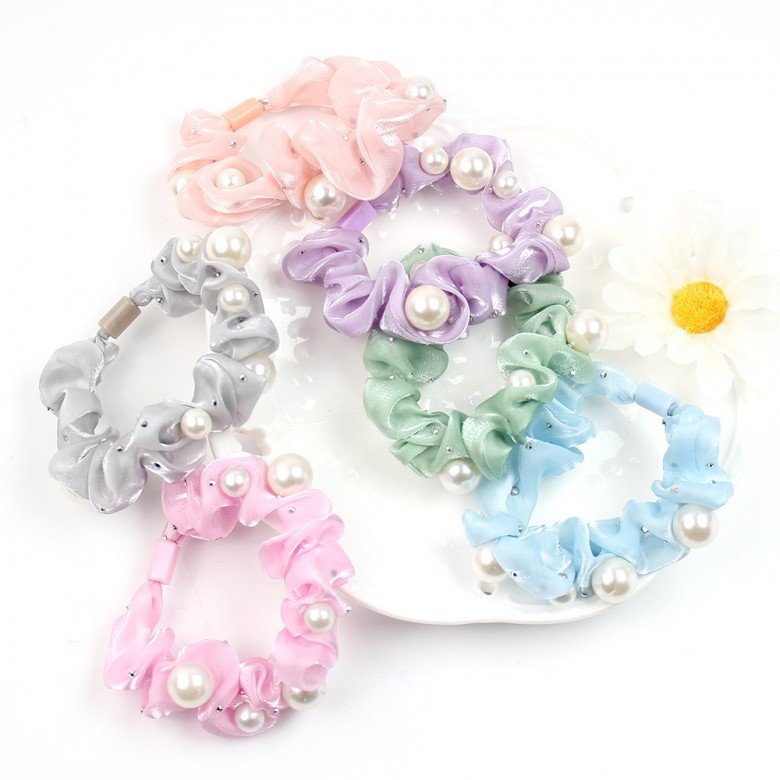 Spring Summer Organza With rhinestones Pearl Elastic hair Spring Summer Organza With rhinestones Pearl Elastic hair
