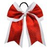 7" Large Glitter Cheer Hair Bows Ponytail Holder Elastic Band Handmade