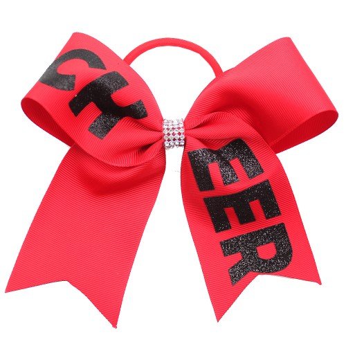 6.5''girls Cheerleading Glitter Bow Hair Tie Glitter Cheer Hot Stamping Hair Bow Accessories for Kids