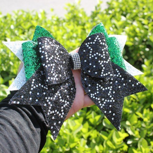 9''competation Cheer Hair Bows for Girls Sport Cheerleading Glitter Star Bows Hair Tie Girls Rhinestone Cheer Hair Accessories