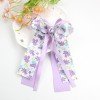 Spring Summer Floral Flower Long Tail Sailor Hair Bow Clip Pastel Floral Long Tail Hair Bows with Rhinestone