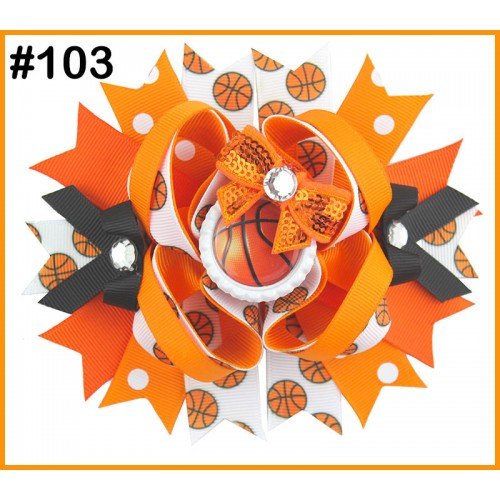 6inch sport football baskeball  team stacked boutique bows101-128