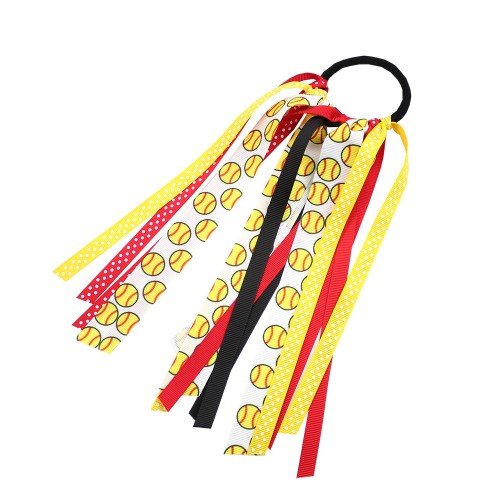 Girls Sport  Baseball Long Streamer Hair Tie Football Basketball Baseball Dot Ponytail Holder for Kids Hair Accessories