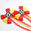 Girls Sport Soccer Themed Hair Bow Clips with Long Wavy tails for Game Day Football Hair Clips with Curled Streamers