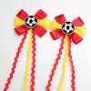 Girls Sport Soccer Themed Hair Bow Clips with Long Wavy tails for Game Day Football Hair Clips with Curled Streamers